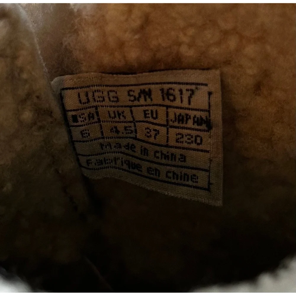 UGG Australia Tan Shearling Lined Sunburst Leather Ankle Boots Women's 6